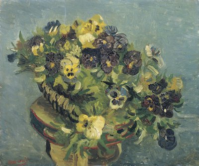 "Pot de pansies sur une petite table" (小さなテーブルに置かれたパンジーのバスケット) Vincent van Gogh (1853-1890) 作 1887 Dim 46x55.5 cm Van Gogh Museum, Amsterdam 作： Vincent van Gogh