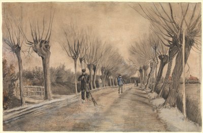 1881年のエッテンの道（チョーク、鉛筆、パステル、トイレ、ペン、茶色のインク） 作： Vincent van Gogh