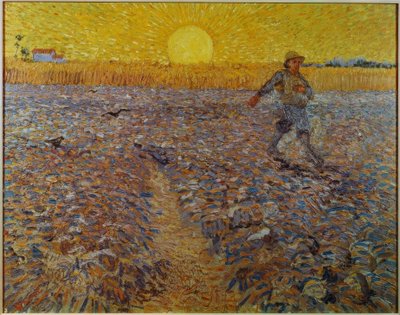 夕日の種まき 作： Vincent van Gogh