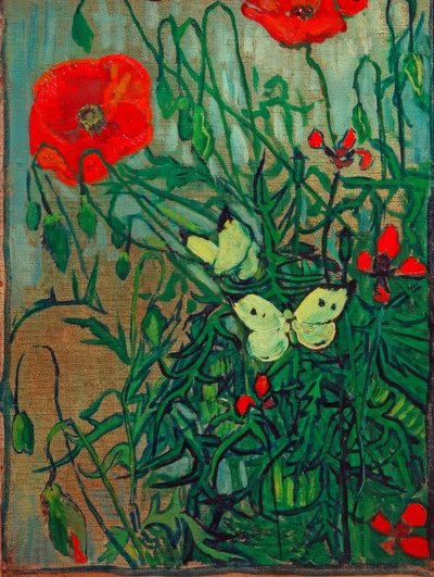 ケシの花の蝶 作： Vincent van Gogh