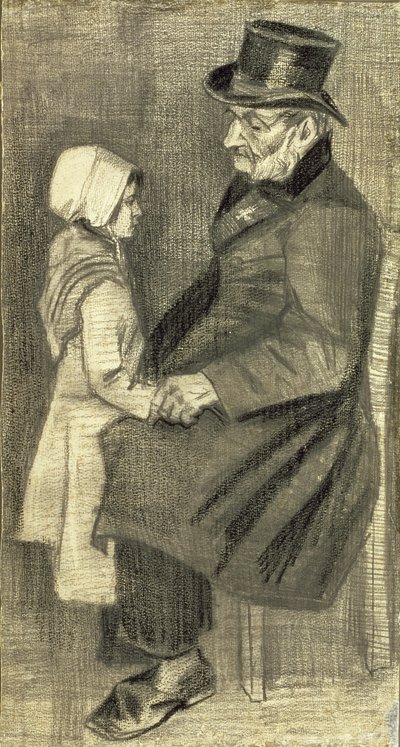 彼の娘と一緒に座っている男、1882 作： Vincent van Gogh