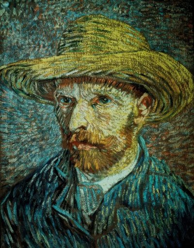 麦わら帽子をかぶった自画像 作： Vincent van Gogh