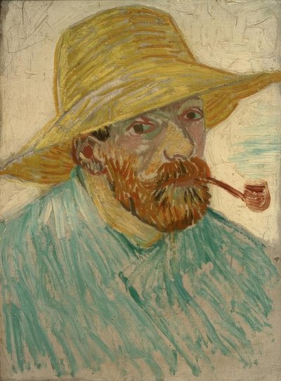 麦わら帽子をかぶった自画像 作： Vincent van Gogh