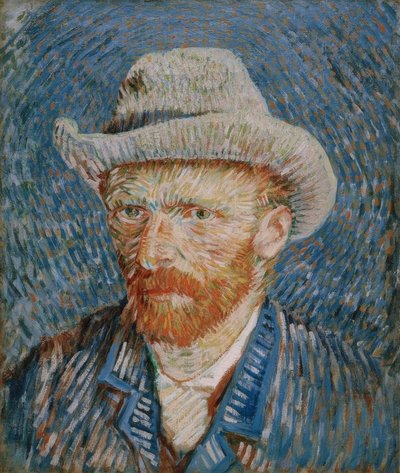 灰色のフェルト帽子の自画像 作： Vincent van Gogh