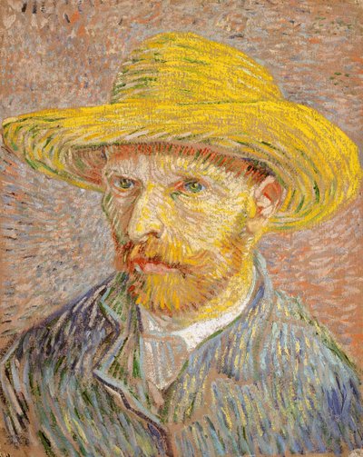 麦わら帽子をかぶった自画像 作： Vincent van Gogh