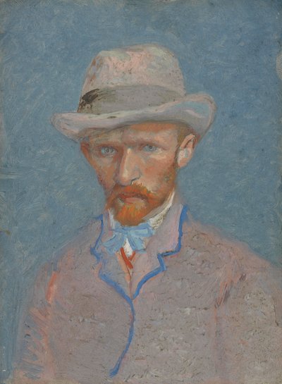 灰色のフェルトの帽子をかぶった自画像 作： Vincent van Gogh