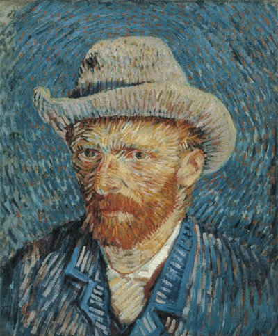 フェルトハット付き自画像、1887-88 作： Vincent van Gogh