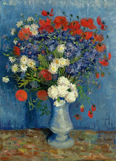 静物：コーンフラワーとポピーの花瓶、1887 作： Vincent van Gogh