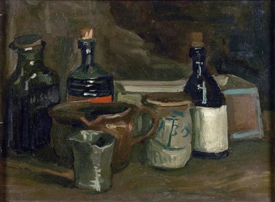 瓶と陶器のある静物画 パー・ゴッホ、フィンセント、ファン（1853-1890）。キャンバスに油彩、サイズ：31,5x41,8 作： Vincent van Gogh