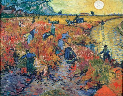 アルルの赤いブドウ畑、1888年。 作： Vincent van Gogh