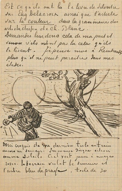 種まき、アルルからテオへの手紙、c。 1888年11月25日 作： Vincent van Gogh