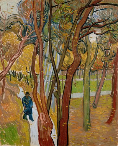 セントポールズ病院の庭葉の落下、1889年 作： Vincent van Gogh