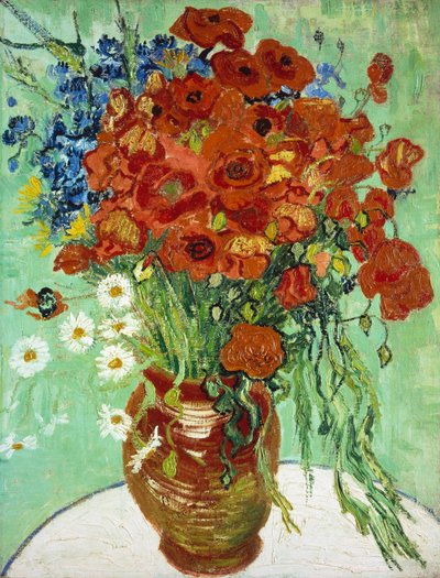 ヤグルマギクとポピーの花瓶 作： Vincent van Gogh
