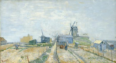 菜園とモンマルトルのムーラン・ド・ブルートフィン 作： Vincent van Gogh