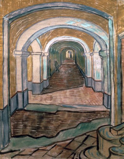 アサイラムの前庭、1889 作： Vincent van Gogh