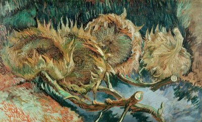 4つの色あせたヒマワリ 作： Vincent van Gogh