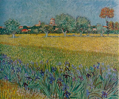 ブルームのアイリスとエールの眺め、1888 作： Vincent van Gogh