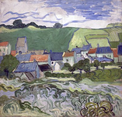 オーヴェル・シュル・オワーズの眺め (Auvers-sur-Oise) (フランス) - ヴィンセント・ヴァン・ゴッホ (1853-1890) の絵画、キャンバスに油彩 作： Vincent van Gogh