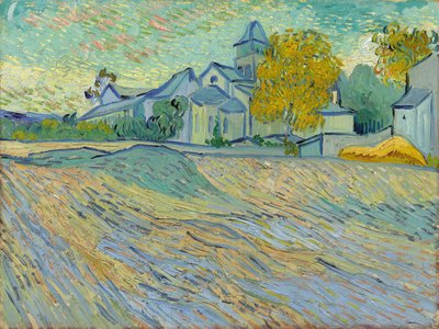 1889年、サンレミーのアサイラムとチャペルの眺め 作： Vincent van Gogh