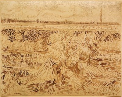 穀物束と麦畑 作： Vincent van Gogh