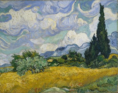 サイプレスのある麦畑 作： Vincent van Gogh