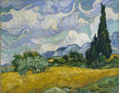 糸杉のある麦畑、1889年。 作： Vincent van Gogh