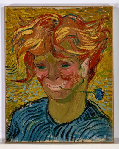 コーンフラワーを持つ青年 作： ヴィンセント・ヴァン・ゴッホ