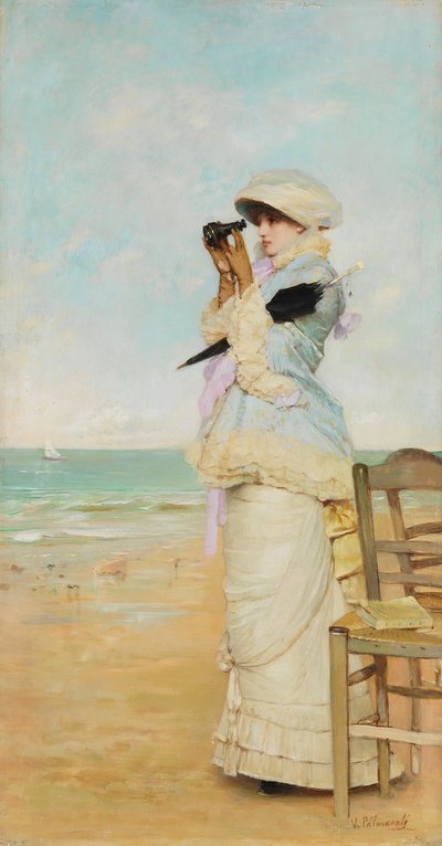 En vue - Vicente Palmaroli y Gonzalez (1834-1896) の絵画 - 木に油彩 - 43x22 - Museo del Prado, Madrid 作： Vincente Gonzalez Palmaroli