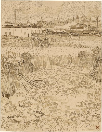 アルル。ウィートフィールドからの眺め（1888） 作： Vincent van Gogh