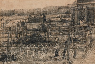 2つの数字の裏庭（1882） 作： Vincent van Gogh