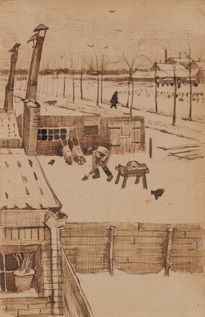 冬のヴィンセントスタジオの窓からの眺めI（1883） 作： Vincent van Gogh
