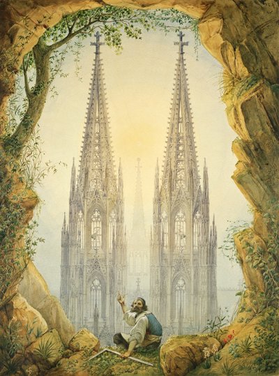 1861年に完成したケルン大聖堂の尖塔のビジョン 作： Vincenz Statz