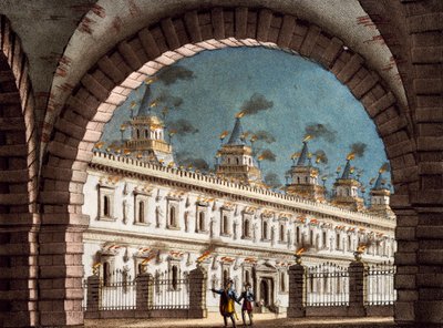 Alessandro Sanquirico (1777-1849) による Il Pirata (海賊) のセット デザイン、Vincenzo Bellini (1801-1835) によるオペラ 作： Vincenzo Bellini