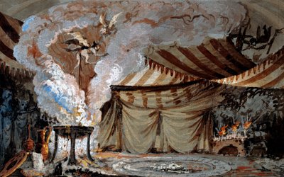 ベルガモのTeatro Socialeのボールトのスケッチ（水彩） 作： Vincenzo Bonomini