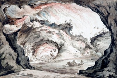 悲劇の場面、セットデザインのスケッチ（水彩画） 作： Vincenzo Bonomini