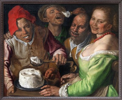 Ricotta Eaters、Vincenzo Campi (1536-1591) の絵画。 写真、KIM Youngtae、リヨン、Musee des Beaux Arts de Lyon。 作： Vincenzo Campi