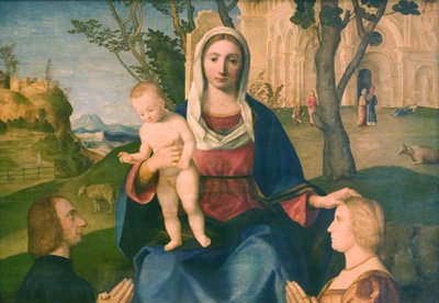 男性と女性の提供者を持つ聖母子 作： Vincenzo Catena