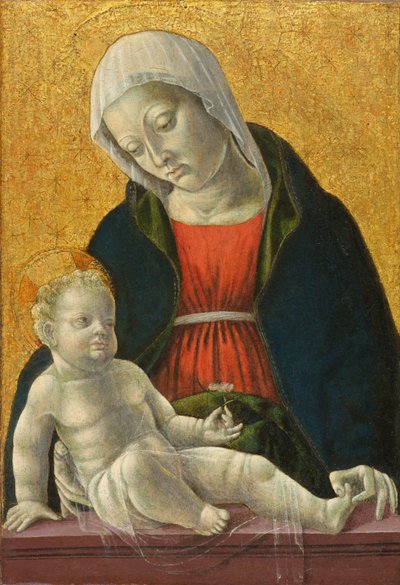 マドンナとチャイルド、1460～1470年頃（パネルにテンペラと金箔） 作： Vincenzo Foppa