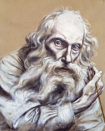 ヴィンチェンツォ・ジェミート（1852-1929）の自画像、紙にテンペラ、50x40cm 作： Vincenzo Gemito