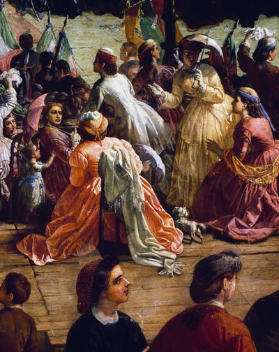 1865年、フィレンツェのシニョリーア広場にあるダンテの記念碑の落成式に出席するヴィットリオ・エマヌエーレ2世（詳細 作： Vincenzo Giacomelli