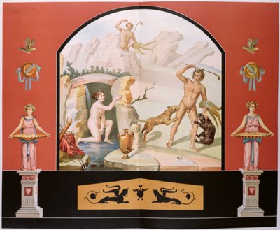 Actaeonがバースで女神ダイアナを発見、ポンペイのサルストの家のフレスコ画を再建 作： Vincenzo Loria