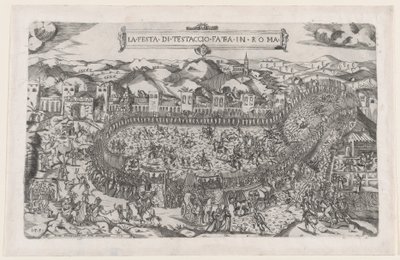 ローマの素晴らしさの鏡: ローマのテスタッチョ山で開催されたカーニバル ゲーム, 1558., 1558 作： Vincenzo Luchino