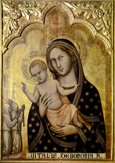 幼子と聖母1345-1350.(パネルにテンペラ、金） 作： Vitale da Bologna