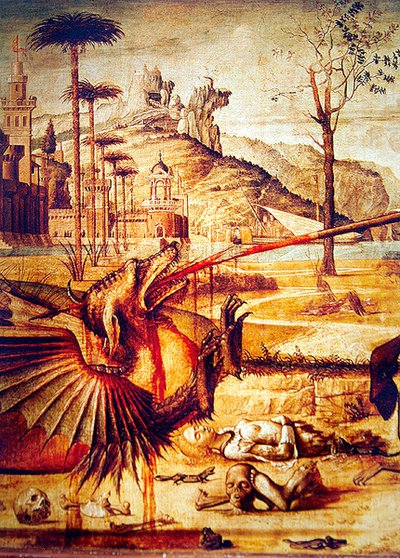 ドラゴンを殺す聖ジョージの詳細、1502-07年 作： Vittore Carpaccio
