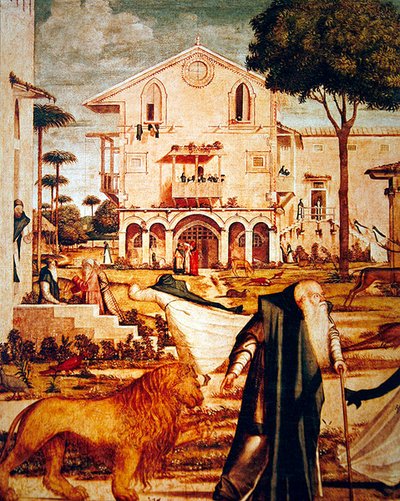 ライオンを飼いならす聖ジェロームの詳細、1501-09年（60932の詳細） 作： Vittore Carpaccio