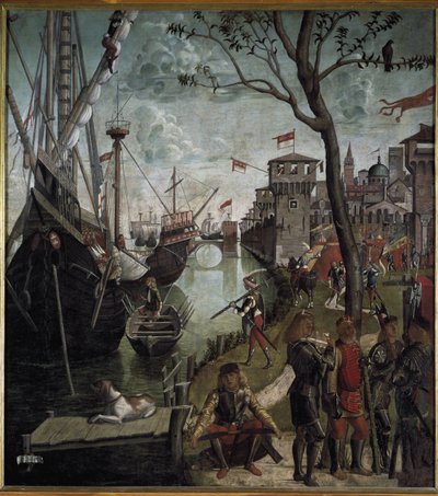 聖ウルスラの伝説：ケルンでのペレランの到着 - 油彩・キャンバス 作： Vittore Carpaccio