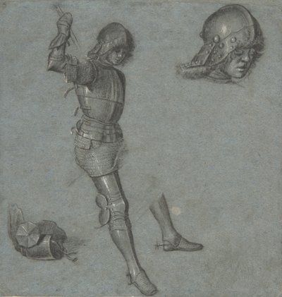 鎧を着た着席した若者の研究、カリフォルニア。 1505年。 作： Vittore Carpaccio