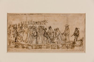 父に別れを告げるイギリスの王子コナン（紙にチョークの上にペンとインク）（5933931のrecto 作： Vittore Carpaccio