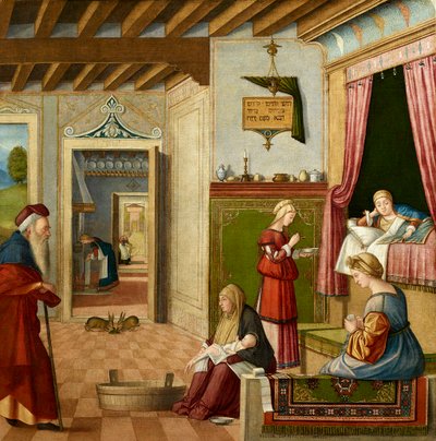 聖母マリアの降誕、1502～1504年頃。 作： Vittore Carpaccio