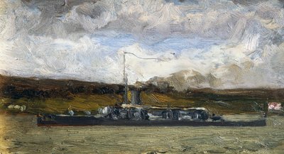 海岸の蒸気船、ヴィットリオ アヴォンド (1836-1910) 作： Vittorio Avondo